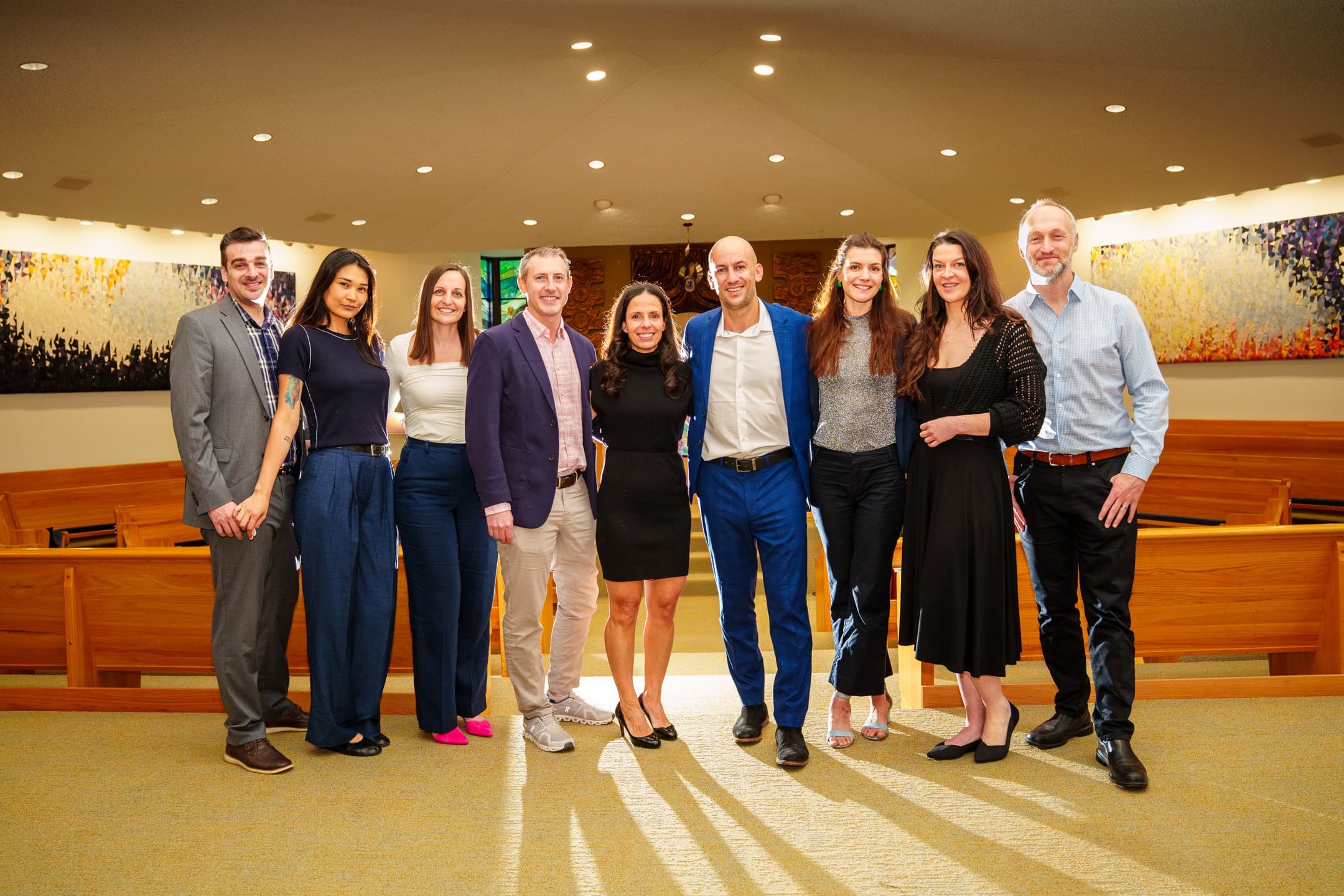 Extended family portrait inside a Princeton-area synagogue